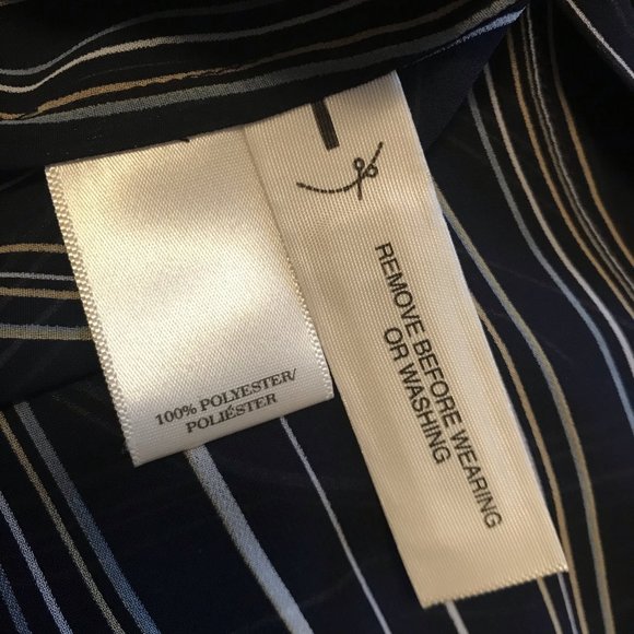 NEW Ann Taylor Sheer Striped XXL Navy/Multi Blouse - Picture 7 of 12